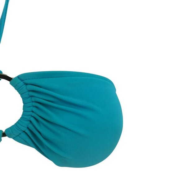 Milly Cabana Halter Bandeau Bikini Top Size 8 Padded Blue Silver Swimsuit - Picture 4 of 12